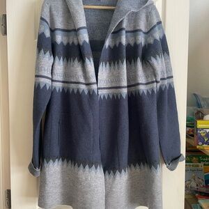 Toad&Co Gray and Blue Merino Cardigan Sweater